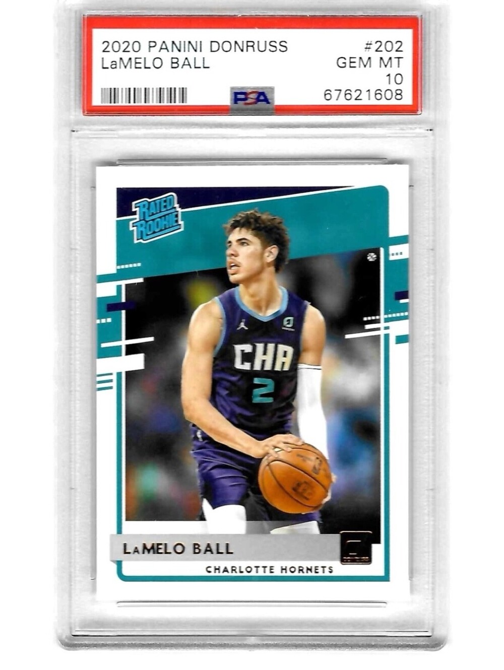 2020 Panini Donruss LaMelo Ball Rated Rookie Card Hornets #202 RC PSA 10 GEM MT